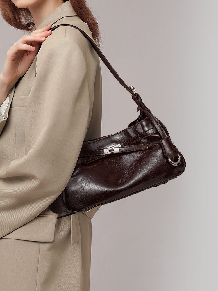 Soft-Form Hobo Shoulder Bag with Embossed Front Panel