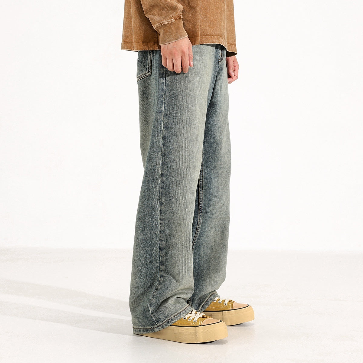 Washed Worn Jeans Men's Loose Wide-leg Pants