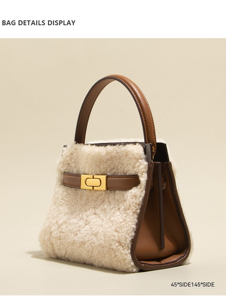 Lamb Wool Bag Autumn And Winter Fashion All-matching Women's Leather Plush Bag