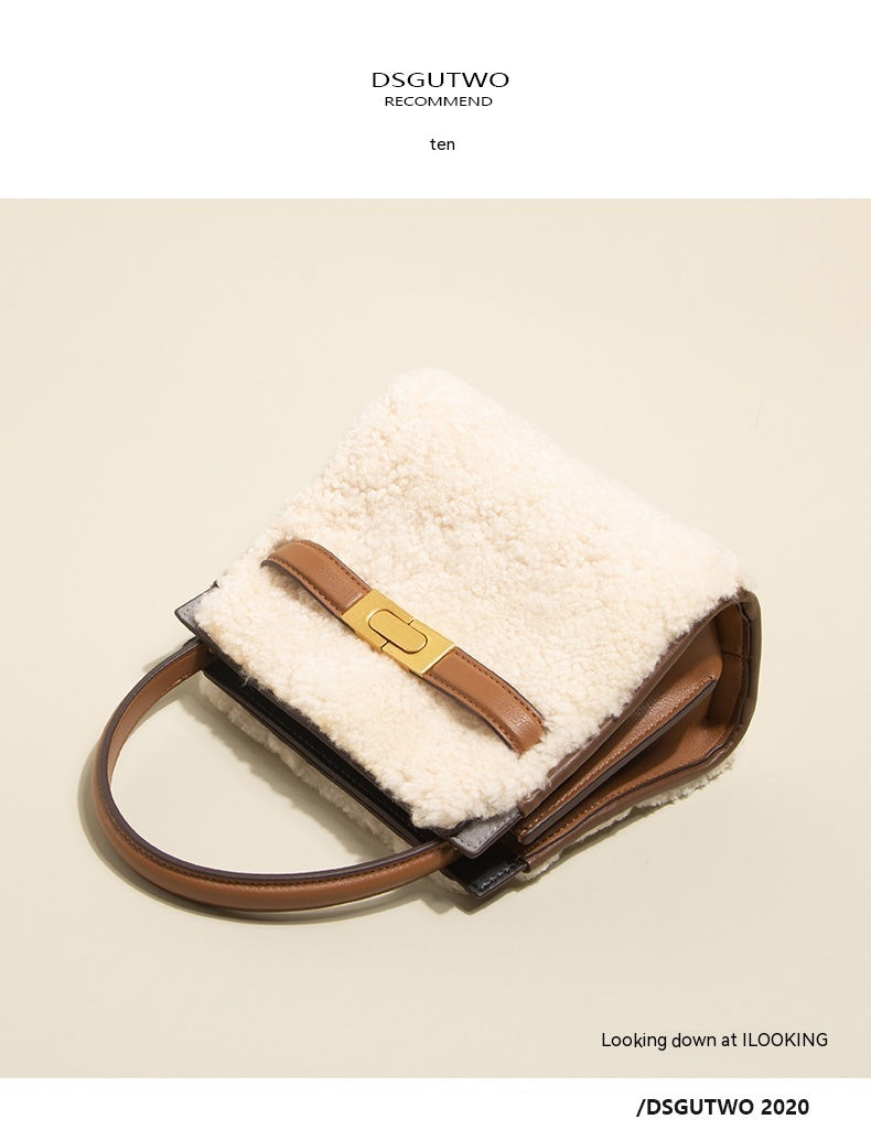 Lamb Wool Bag Autumn And Winter Fashion All-matching Women's Leather Plush Bag