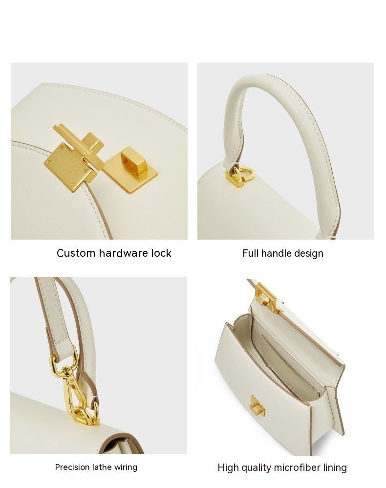 Fashion High-grade Saddle Shoulder Genuine Leather Flap French Crossbody Bag