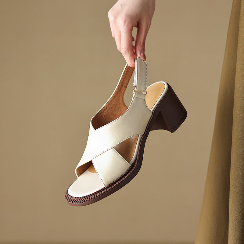 Soft-Structure Block Heel Sandal – Pigskin & Sheepskin