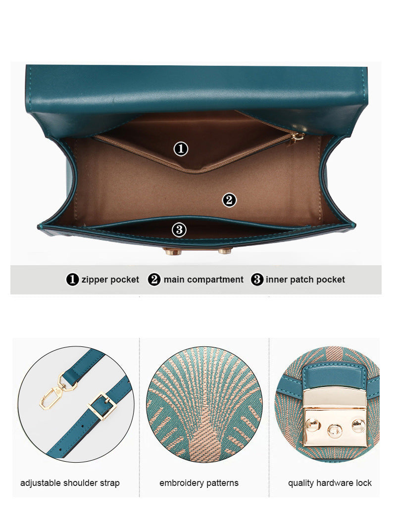 Women's Fashion Artistic Embroidery Leather Message Bag