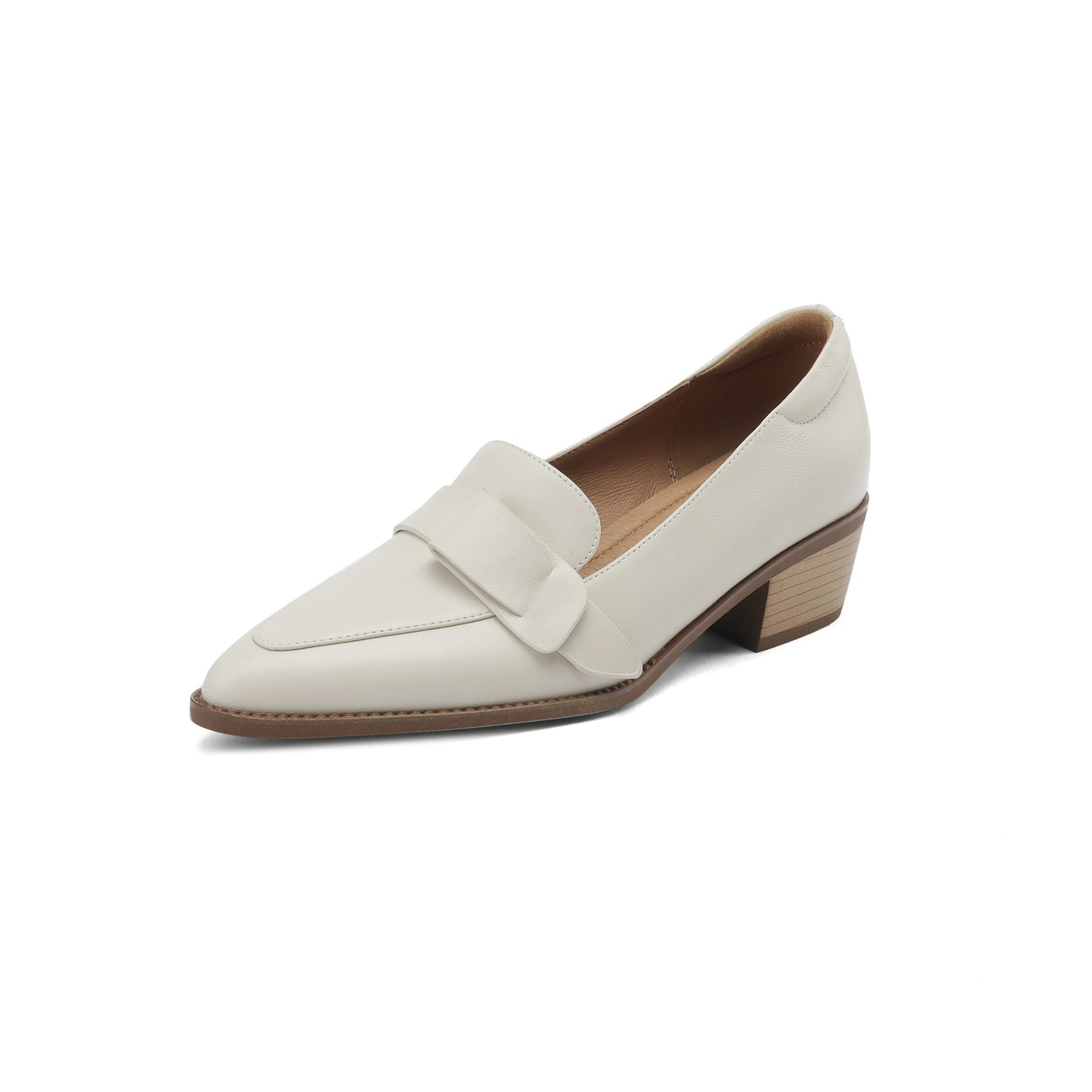 Structured Leather Loafer with Low Block Heel