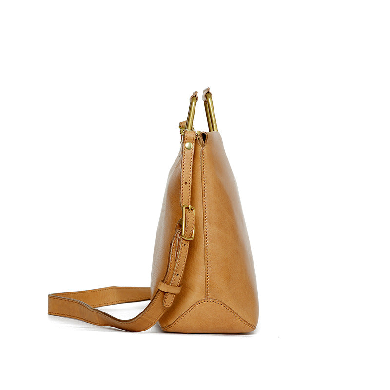 First-Layer Cowhide Structured Carry Tote