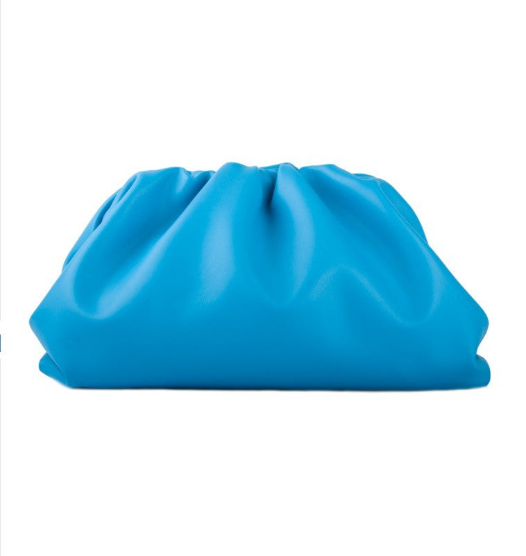 Soft Gathered Cowhide Leather Pouch Bag