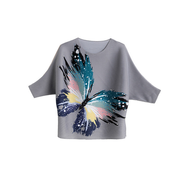 Women's  Butterfly Print Top Casual Loose T-Shirt