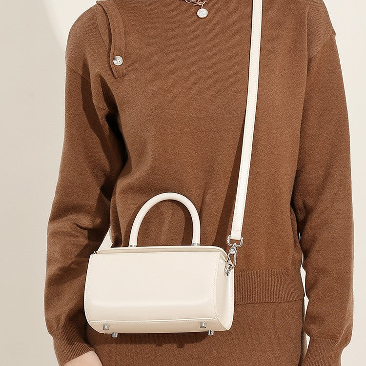 Structured Cowhide Top-Handle Bag
