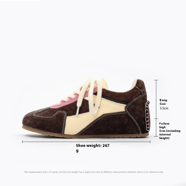 Sunset Forest Deconstruction Retro German Training Shoes Women's Shoes With Hidden Heels Genuine Leather 2025 Spring New Cortez Casual