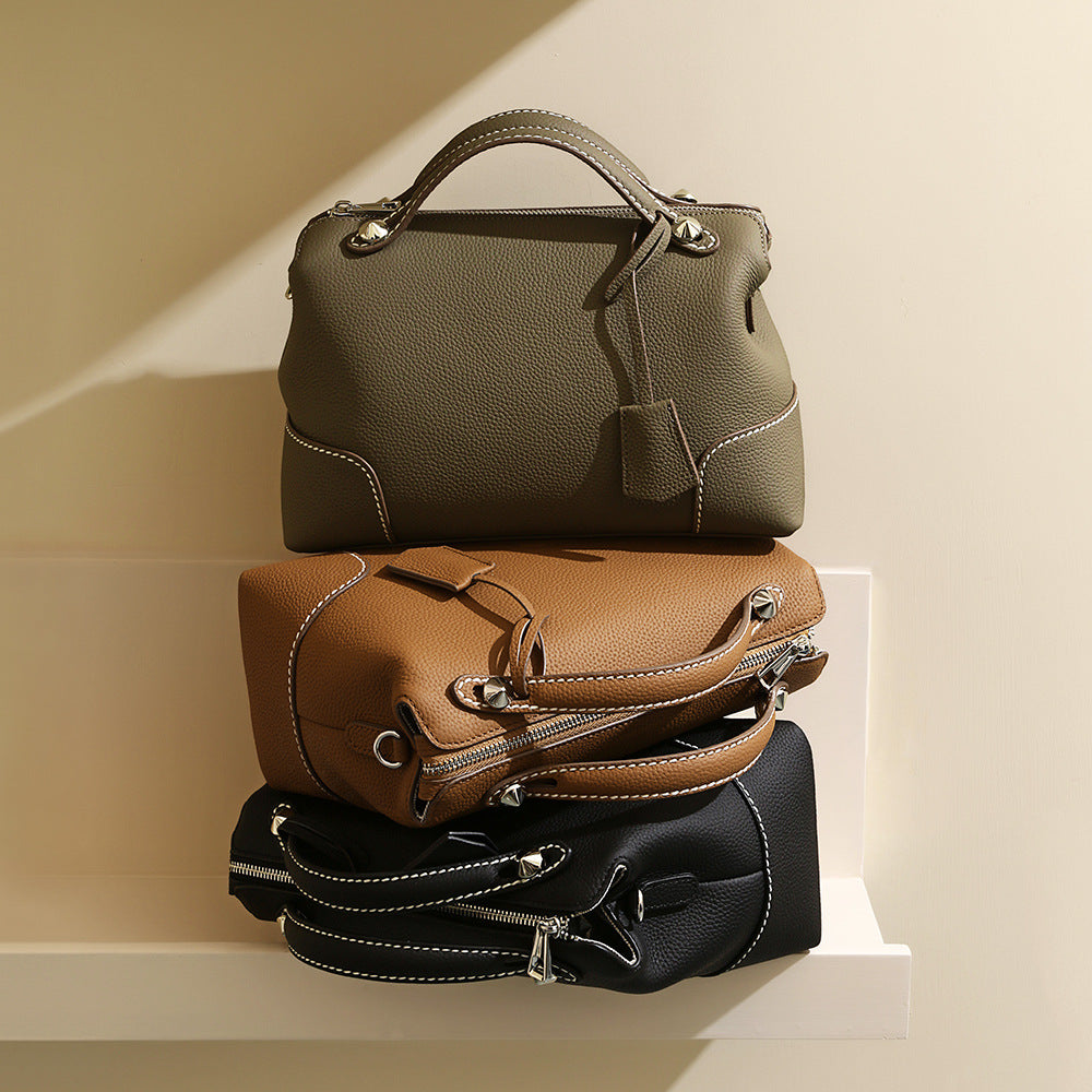 Soft-Structured Cowhide Shoulder Bag
