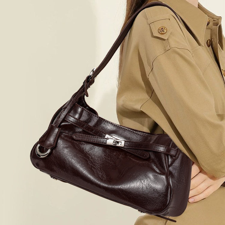 Soft-Form Hobo Shoulder Bag with Embossed Front Panel