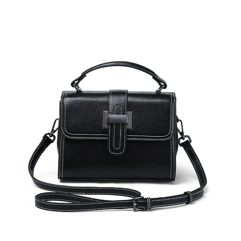 Structured Top-Handle Bag in Two-Layer Cowhide Leather