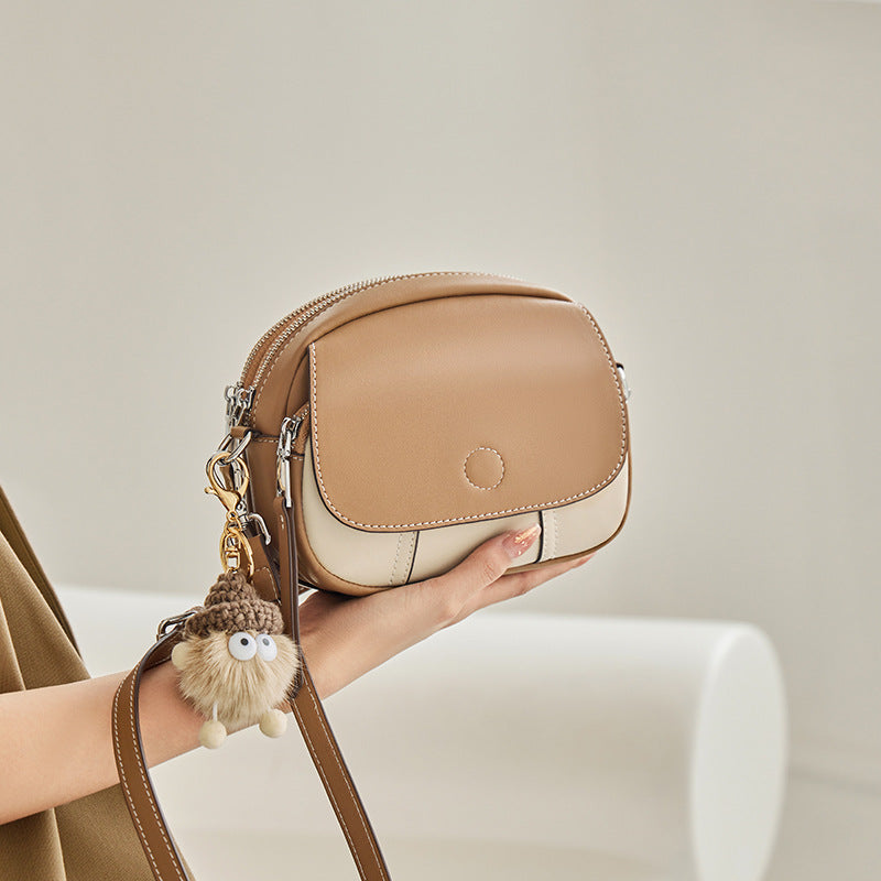 Compact Crossbody Bag — First-Layer Cowhide Leather