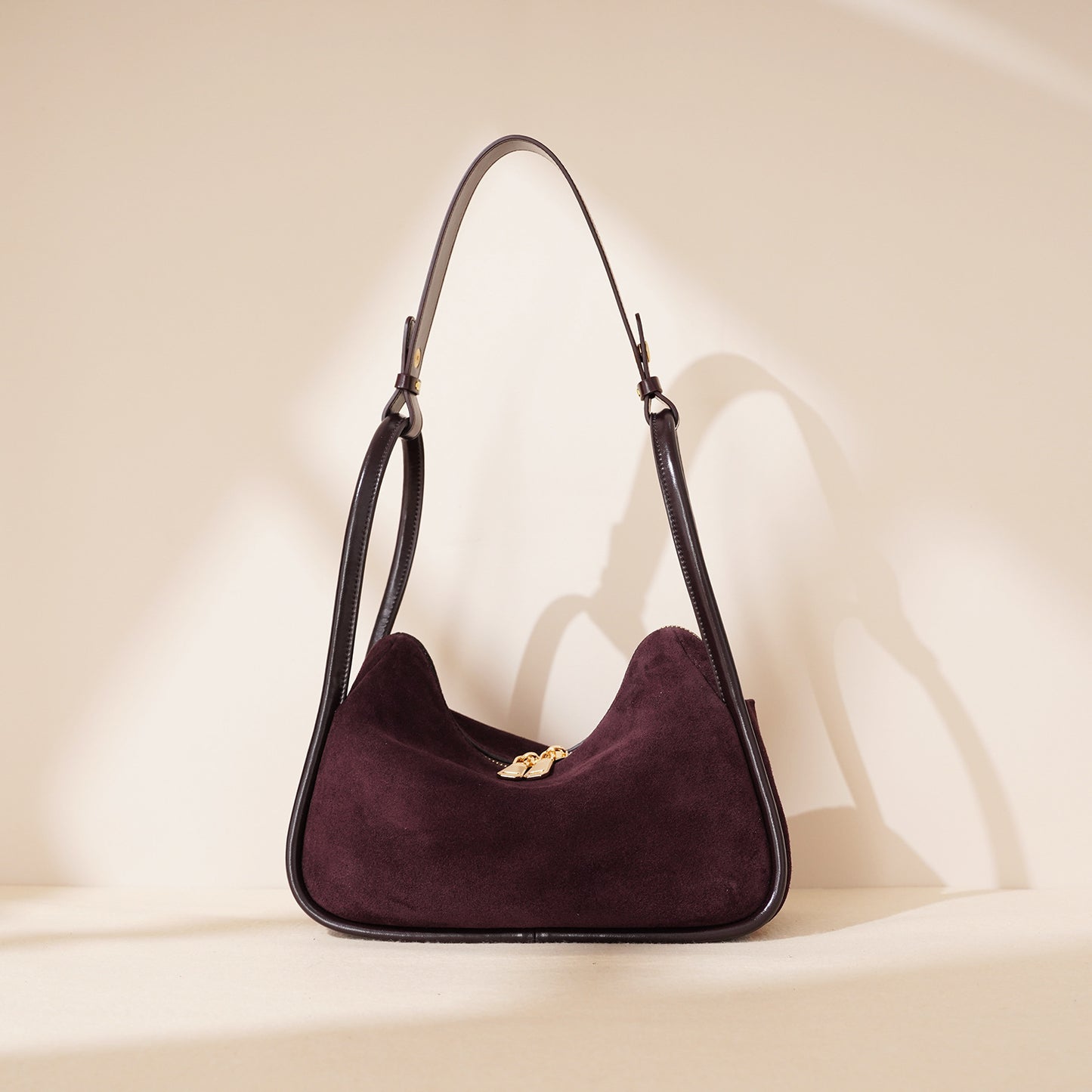 Compact Cowhide Hobo Shoulder Bag