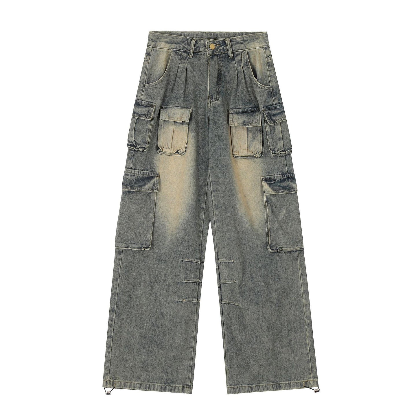 Multi-pocket Loose Multi-pocket Washed Distressed Pants