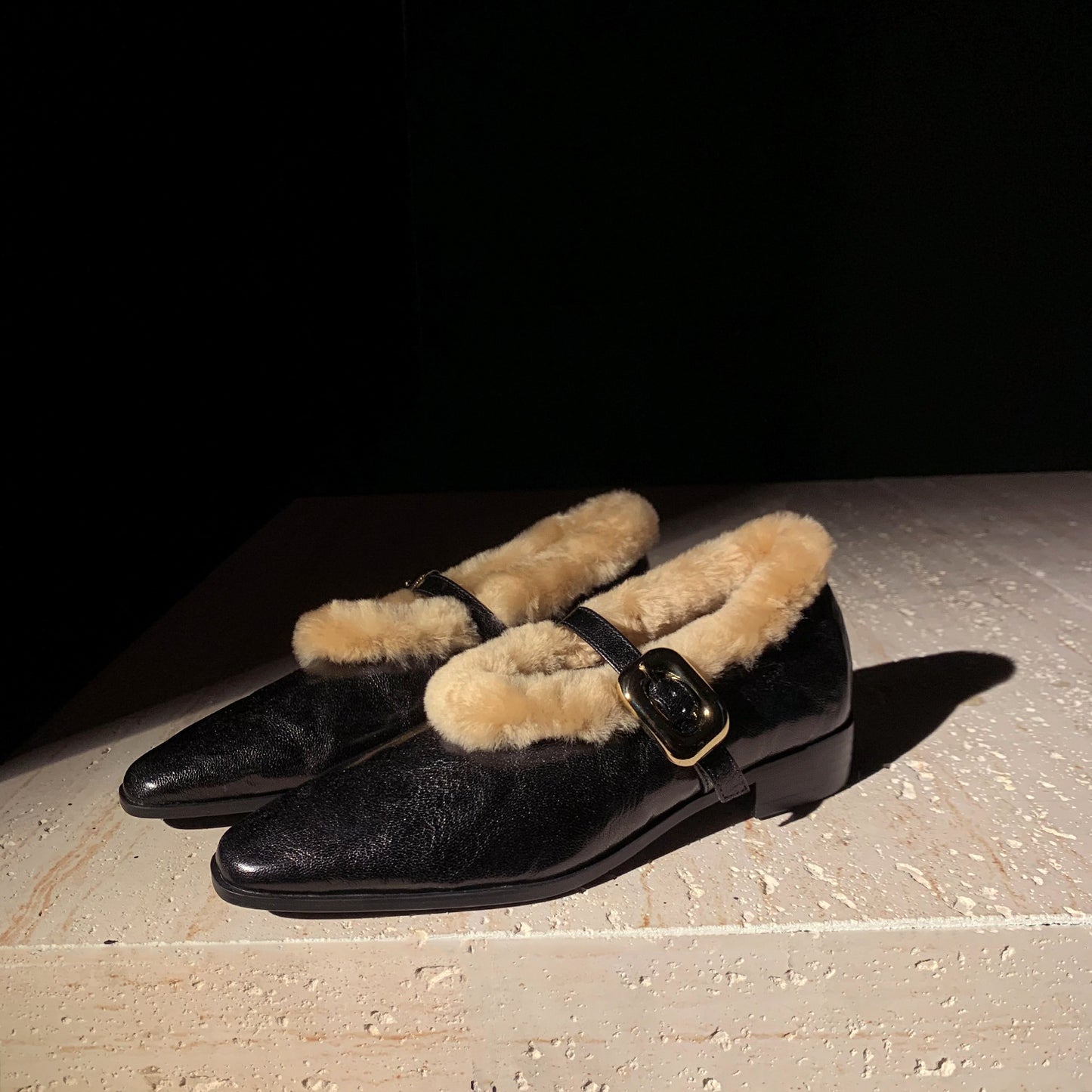 Shearling-Lined Full-Grain Leather Mary Jane