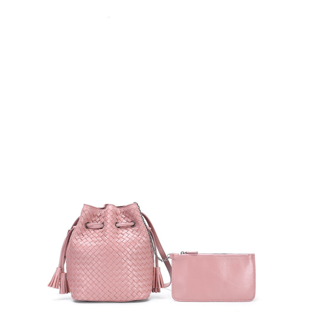 Woven Leather Bucket Bag with Controlled Softness