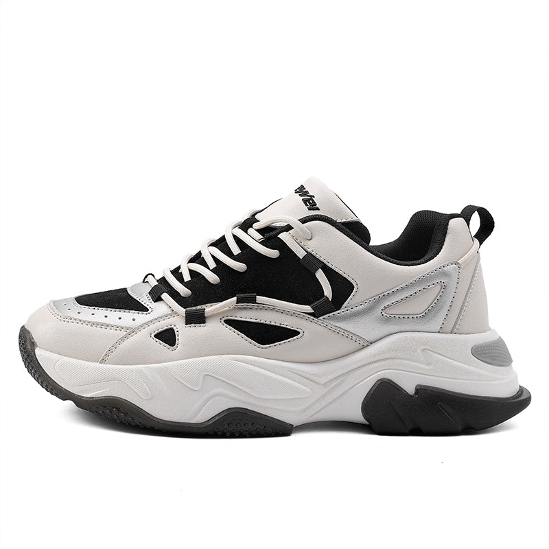 Layered Daily Sneaker – Leather & Suede with Sculpted Sole