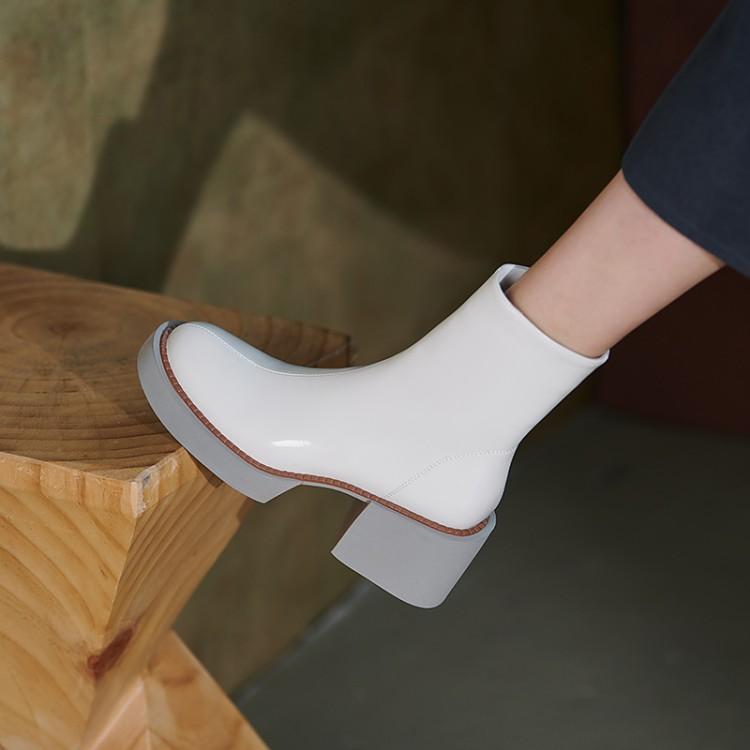 Structured Genuine Leather Ankle Boots