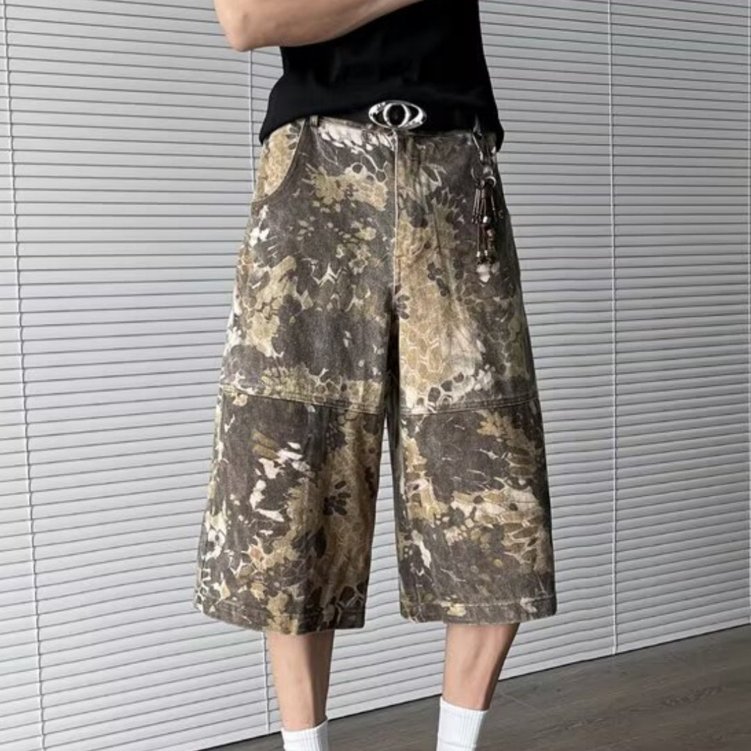 Snake Pattern Tooling Camouflage Jeans