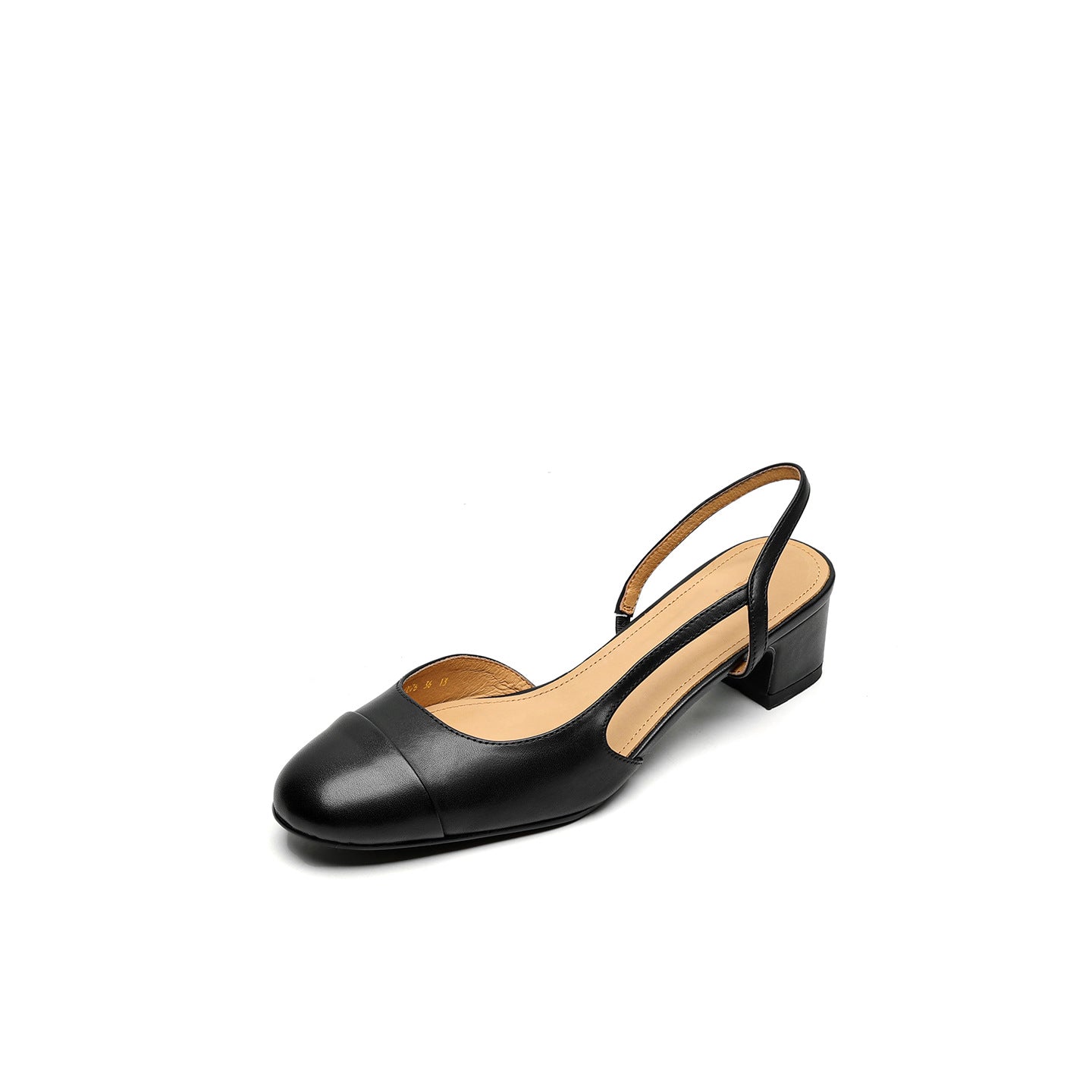 Slingback Mid-Heel Shoe – First-Layer Cowhide with Pigskin Insole