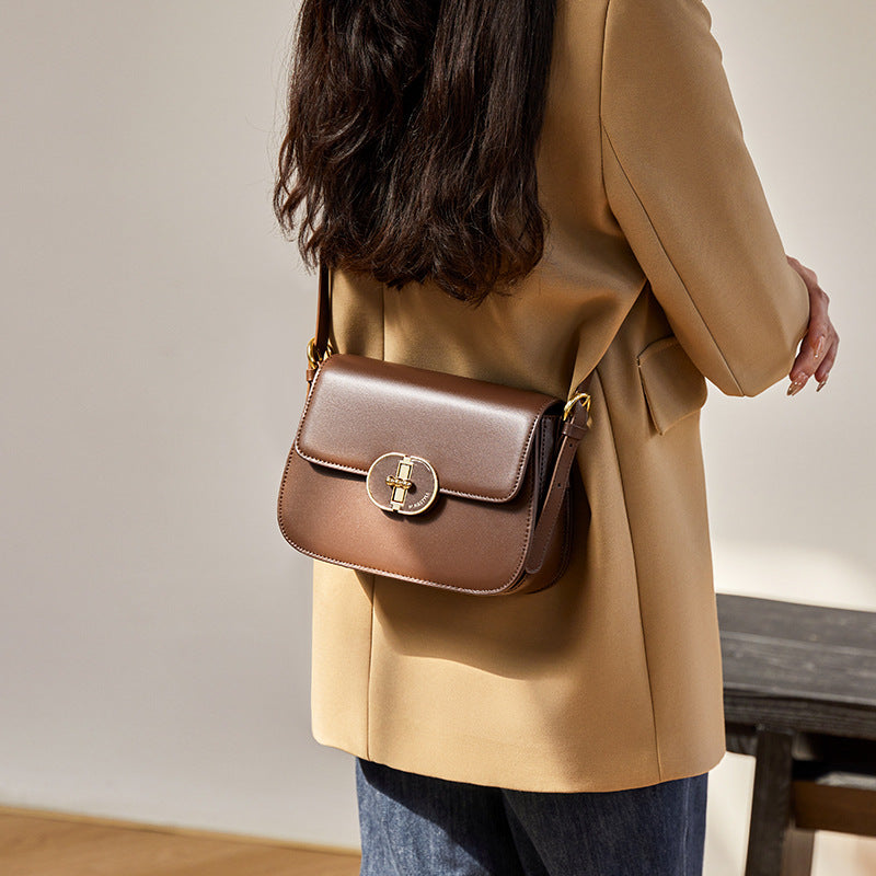 Structured Shoulder Bag — Two-Layer Cowhide Leather