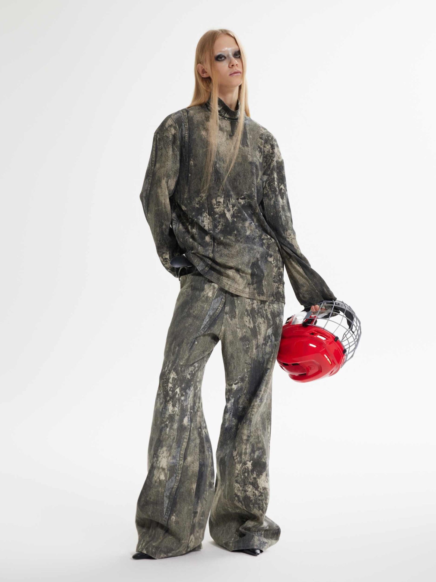 Heavy Industry 3D Stereo Printing Splash Ink Worn Jeans