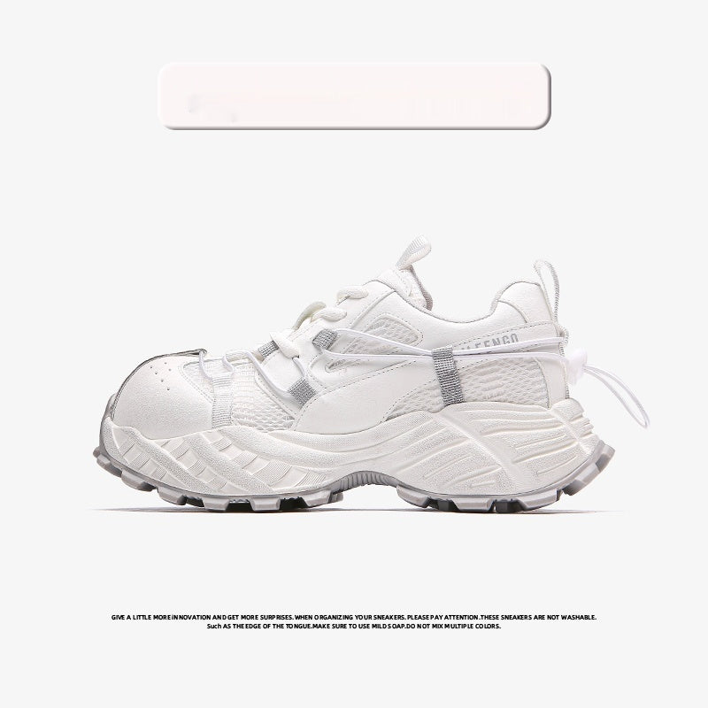 Technical Trail Sneaker – Dual-Layer Cowhide & Mesh Construction