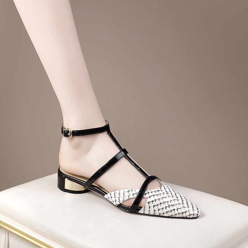 First Layer Cowhide T-Strap Low Heel — Precision Control Edition