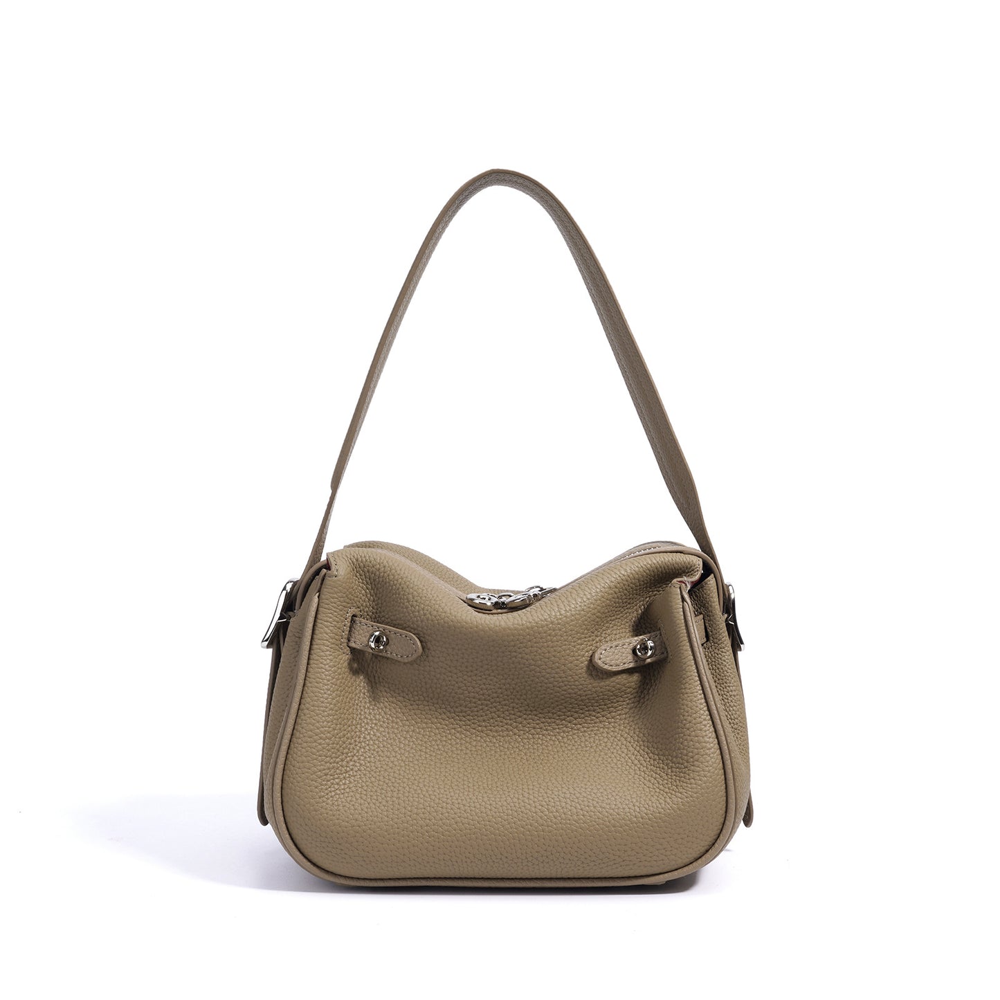 Compact Shoulder Bag in First-Layer Cowhide Leather