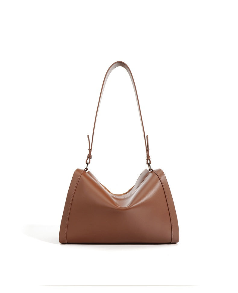 Structured Cowhide Shoulder Bag with Suede Panel