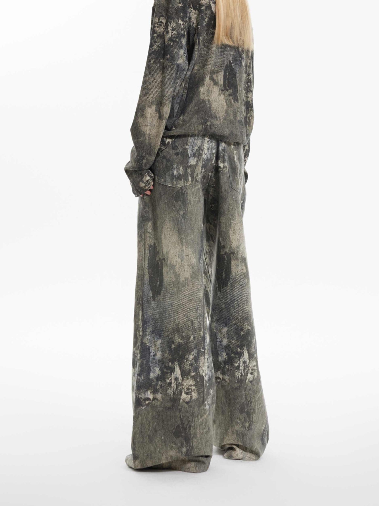 Heavy Industry 3D Stereo Printing Splash Ink Worn Jeans