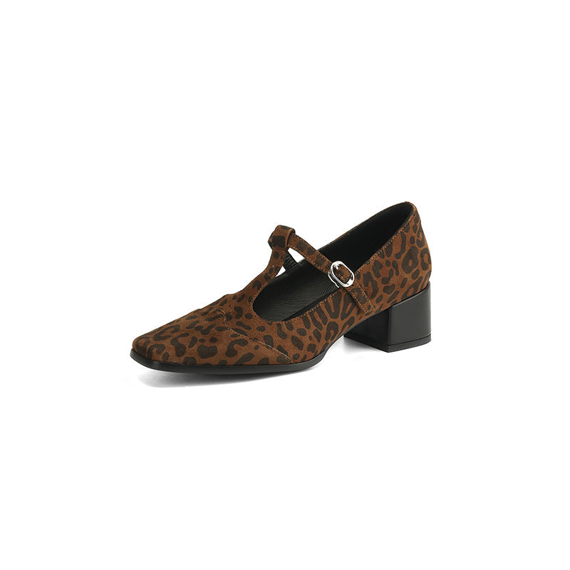 Leopard Print Mary Jane with Block Heel