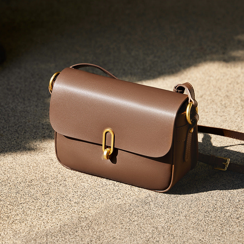 Structured Flap Crossbody Bag in Two-Layer Cowhide