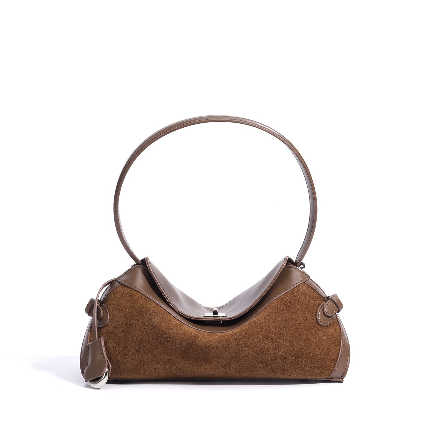 Curved Top-Handle Bag in Matte Cowhide —