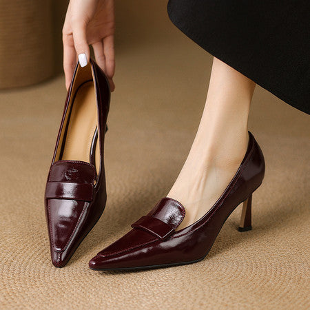 Patent Leather Pointed Pump with Stabilized Slim Heel