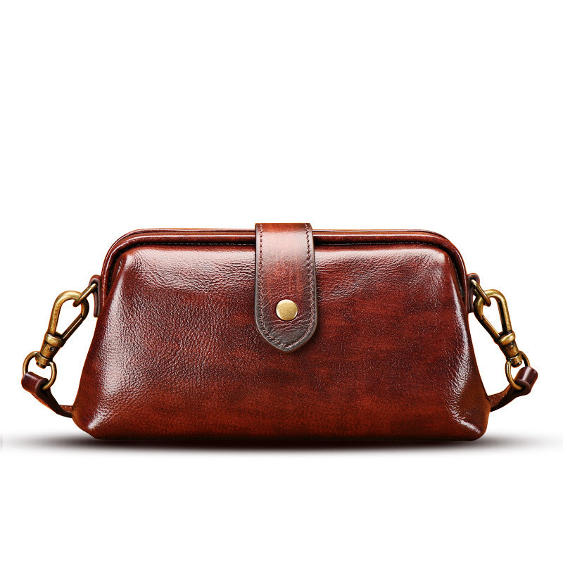 Handmade First-Layer Cowhide Compact Crossbody