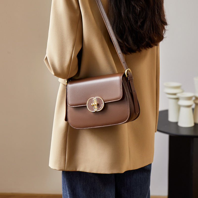 Structured Shoulder Bag — Two-Layer Cowhide Leather