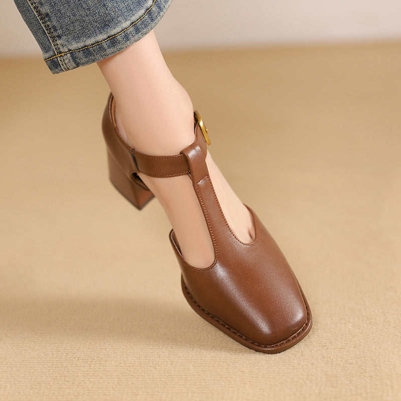 Mid-Heel Occasion Shoe – Two-Layer Cowhide with Sheepskin Lining
