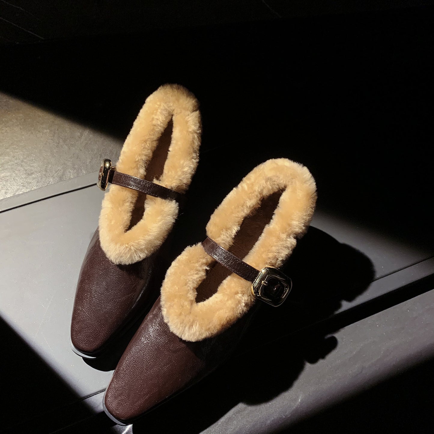 Shearling-Lined Full-Grain Leather Mary Jane