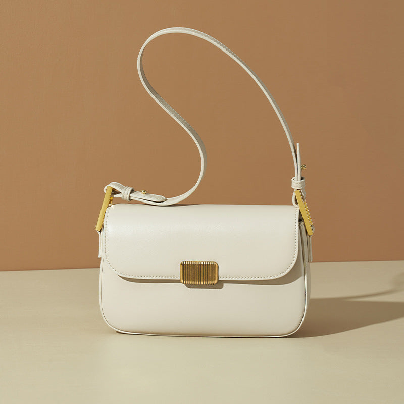 Structured Flap Shoulder Bag in Two-Layer Cowhide