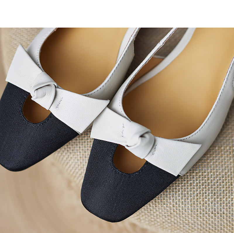 Contrast Toe Slingback – First-Layer Cowhide with Pigskin Lining