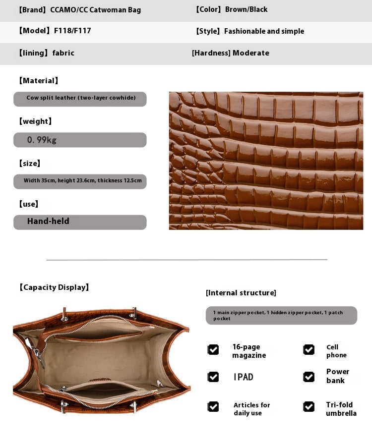 Croc-Embossed Structured Carry Tote