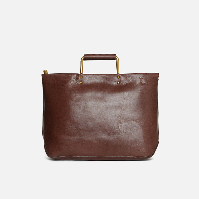 First-Layer Cowhide Structured Carry Tote