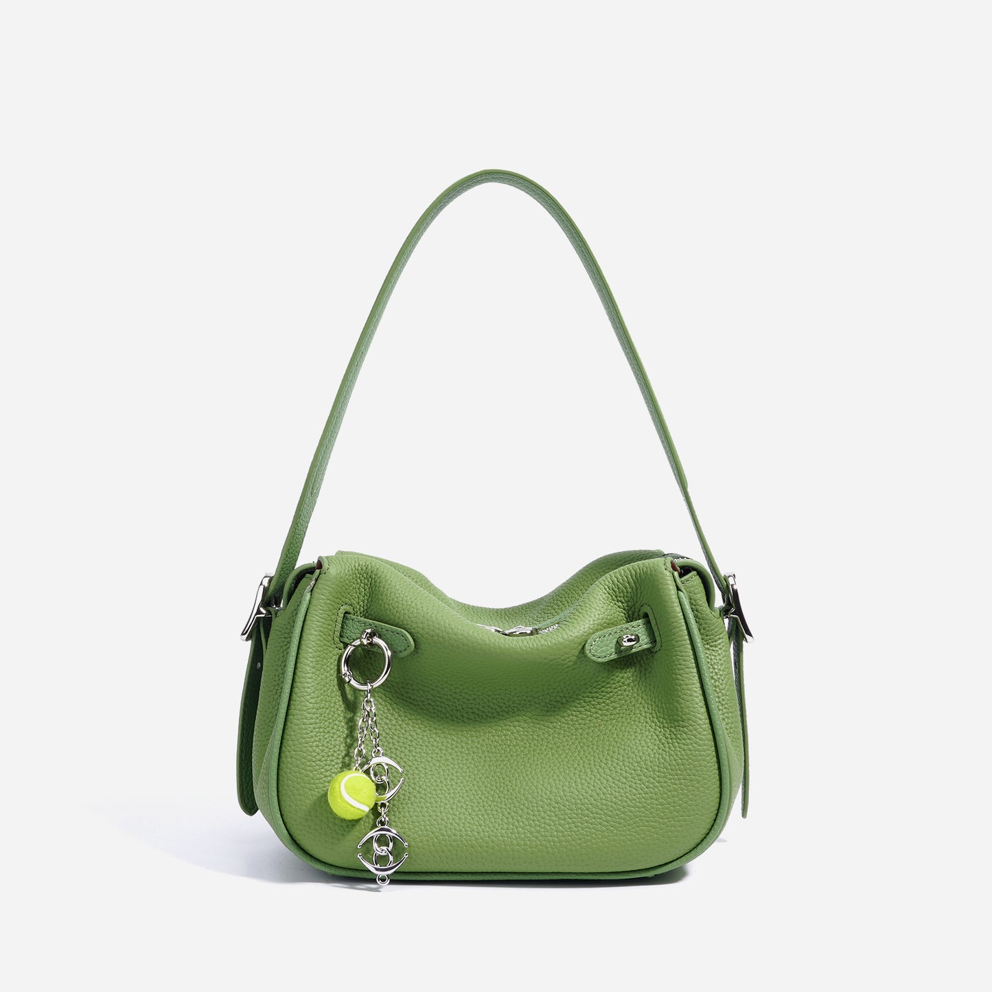 Compact Shoulder Bag in First-Layer Cowhide Leather