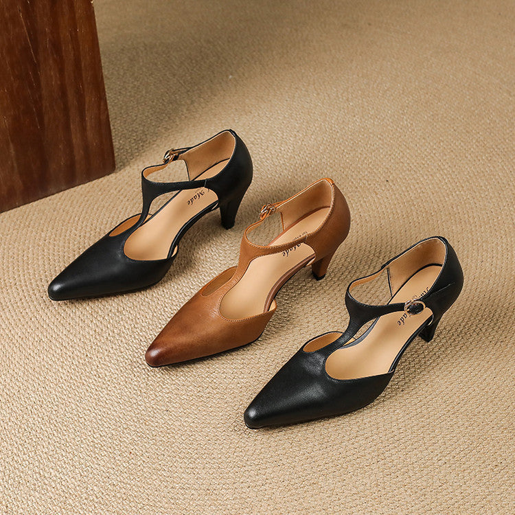 Chinese Retro T Shape Strap Closed Toe Sandals