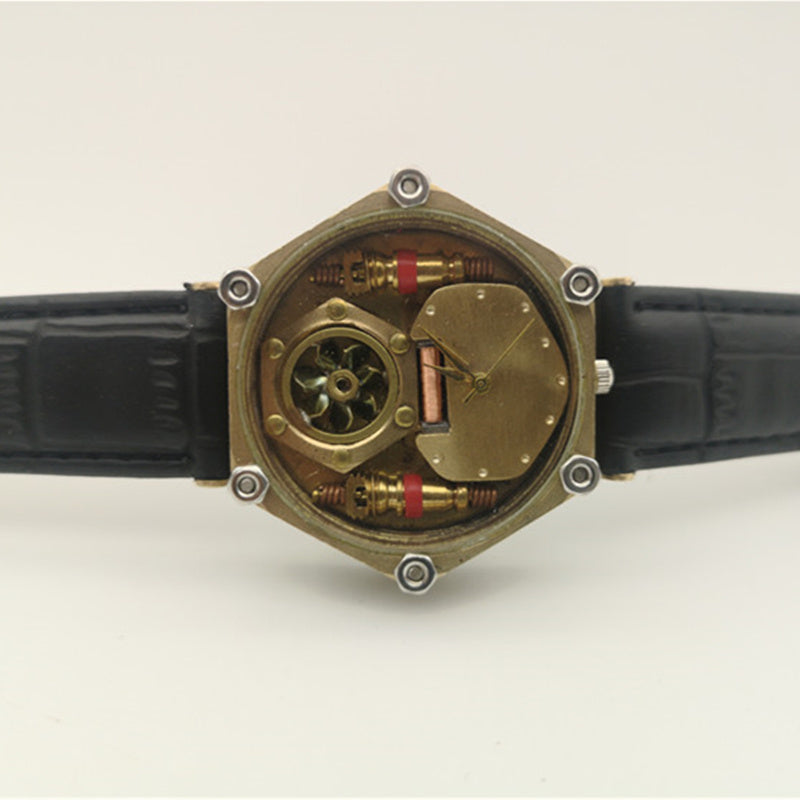 Steampunk Pure Cowhide Belt Copper Watch