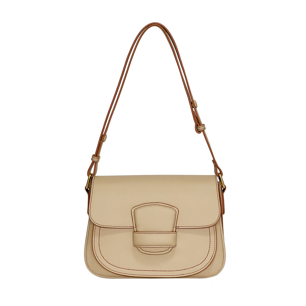 First-Layer Cowhide Structured Saddle Crossbody
