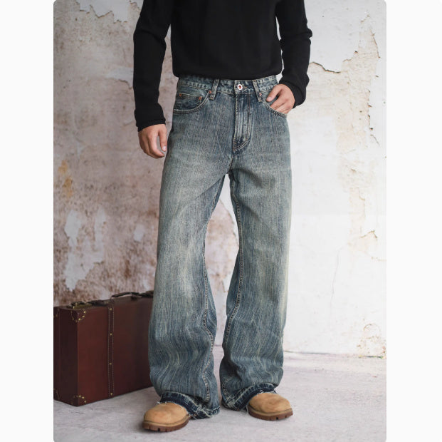 Loose Straight Leg Micro Flared Jeans For Men