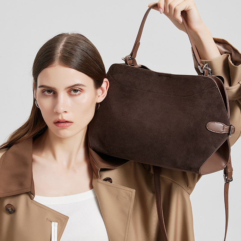 Minimal Rectangle Suede First Layer Leather